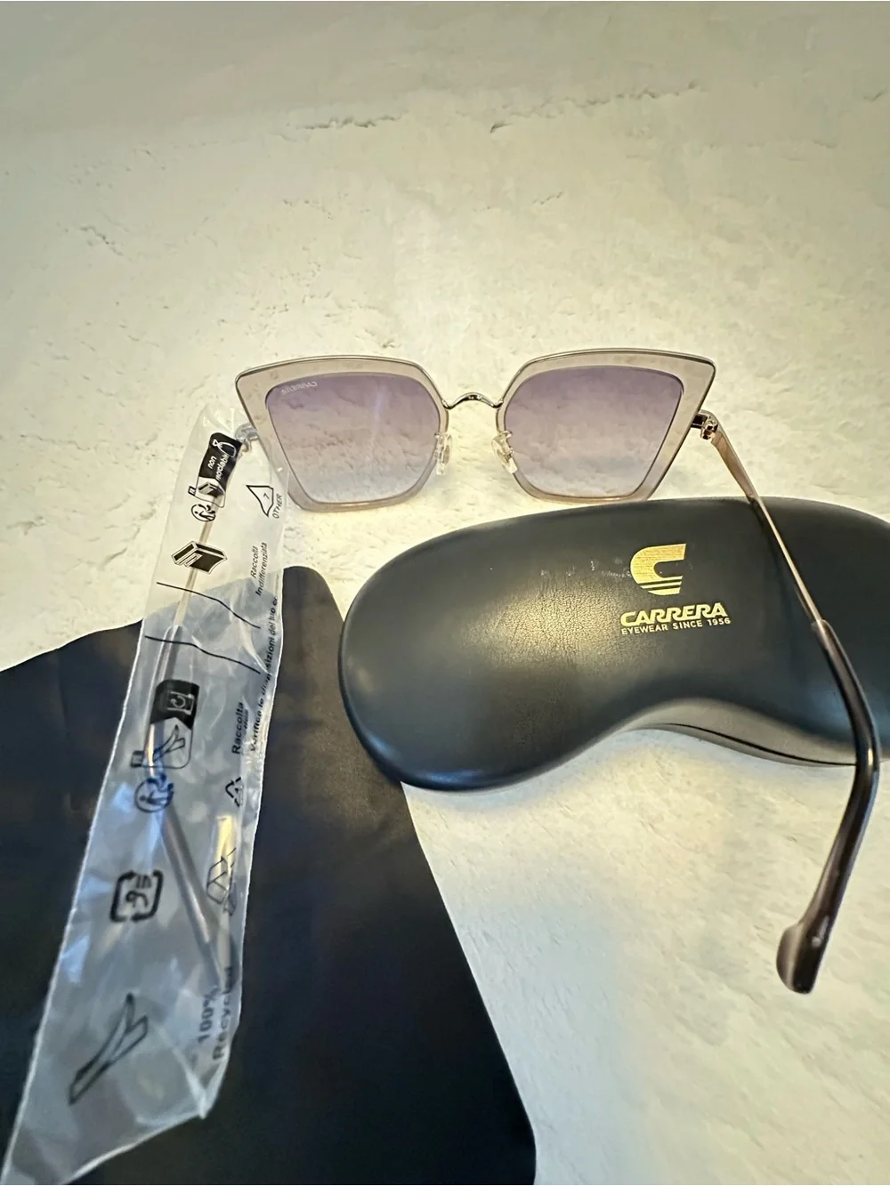 Carrera Women’s Gold Frame Gray Gradient Sunglasses with Subtle Silver Trim